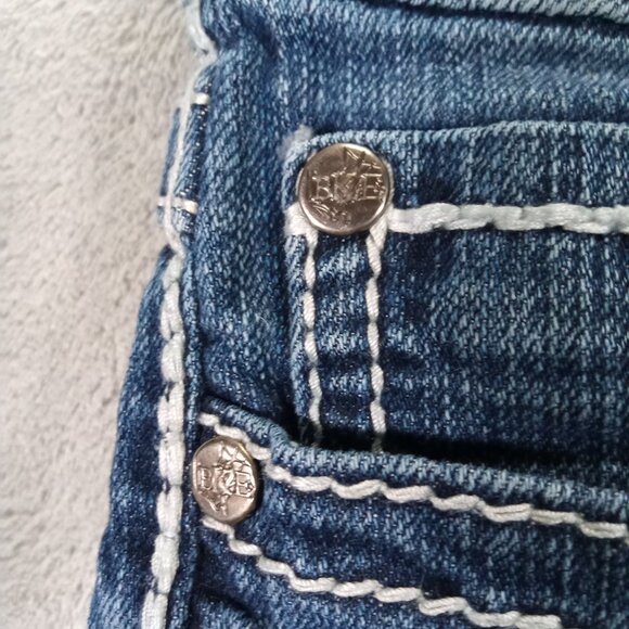 BKE Harper Bootcut Jeans Women 35x32, Tag 31x33.5 Blue Stretch Thick Stitch - Picture 6 of 14